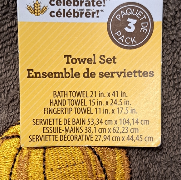 Brand New Fall/Autumn Embroidered 3pc Bath Towel Set - Burgundy - Picture 2 of 2